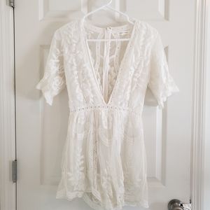 Honey Punch bridal lace romper